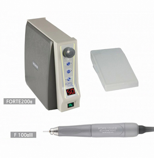 FORTE 200a/F100 aIII - бесщеточный микромотор с наконечником F100 aIII, педаль с регулировкой скорости наконечника, 50000 об/мин #2